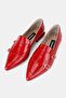 Women's Red Patent Leather Genuine Natural Leather Double Buckle Ballet Flats, Size 36-41 - 2