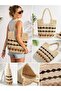 Women's Colorful Straw Weave Handmade Beach and Shoulder Bag-Unlined - 6