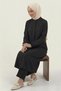 Black 100% Cotton Muslin Fabric Zippered Comfortable Fit Hijab Women's Set - Hajj and Umrah Outfit - 6
