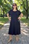 Lycra Beaded Detail Pocket Short Sleeve Cotton Viscose Medium Length Plus Size Dress - 5