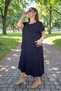 Lycra Beaded Detail Pocket Short Sleeve Cotton Viscose Medium Length Plus Size Dress - 4
