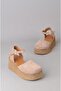 Seç 4069 genuine leather platform heel sandal (heel height: 7 cm) mink suede - 7