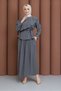 Beautifully Looking Double Suit with Belt in Gray - 3