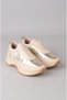 Seç k1050 genuine leather women's sports shoes gold - 3