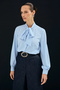 Tie Collar Plain Shirt - Blue - 7