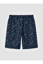 Navy Blue Knee-Length Palm Patterned Men's Swim Shorts from Güli̇s Gi̇yi̇m - 2