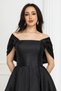 Sleeve Detailed Boat Neck Mini Dress - Black - 4