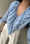 Women's Blue Ruffled Design Shirt - 4