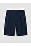 Navy Blue Comfortable Fit Gabardine Men's Shorts - 5