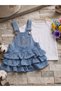 100% Cotton Girls' Baby Dress with Fluffy Skirt and Adjustable Buckle - 3