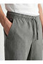 Khaki Standard Fit Linen Look Men's Shorts - 6