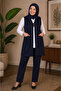 Women's Hijab Vest – Large Size Comfortable Cut Long Vest with Pockets - 5