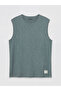 Green Crew Neck Combed Cotton Men's Sleeveless T-Shirt