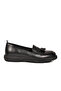 Black Genuine Leather Lightweight Women's Casual Shoes 44335 Z