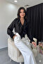 Women's Black Ruffled Design Shirt - 3