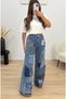 Blugi Wide Leg Patchwork – Denim Modern cu Design Statement - 3
