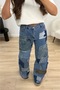Blugi Wide Leg Patchwork – Denim Modern cu Design Statement
