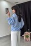 Women's Blue Ruffled Design Shirt - 6