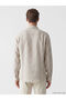 Beige Regular Fit Striped 100% Linen Men's Shirt - 5
