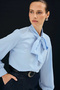 Tie Collar Plain Shirt - Blue - 5