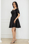 Sleeve Detailed Boat Neck Mini Dress - Black - 5