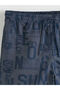 Navy Blue Short Length Text Printed Men's Swim Shorts - 6