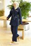Pocket Stone Detailed Jeans Set Dark Blue 19282