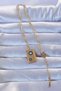 316L Gold Color Embroidered Evil Eye Vintage Necklace - 2