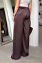 Satin Trousers with Scarf Detail and Elastic Waist - Brown - 6