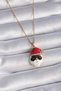 316L Steel Gold Color Chain Zircon Stone Christmas Themed Santa Claus Figure Women's Necklace