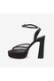 Women's Black Mesh 13.5cm Platform Heeled Evening & Evening Dress Shoes Y324 - 2