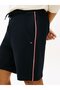 Global Stripe Sweatshort - Regular Fit Black Sweat Shorts with Stripe Details - 3