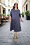 Lycra Dress with Side Pockets, Three Quarter Sleeves, Cotton Viscose, Medium Length, Bell Cut, Plus Size - 7