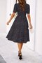 Women's Short Sleeve Crew Neck Polka Dot Short Single Jersey Dress - 5