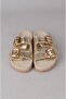 Seç 7543 Genuine Leather Women's Slippers (Heel Height: 2 cm) Gold - 2