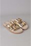 Seç 7543 Genuine Leather Women's Slippers (Heel Height: 2 cm) Gold