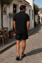 Men's Black Summer Linen Shirt Shorts Set – Comfortable Fit, Breathable Lightweight Fabric Combination - 4