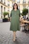 Lycra Dress with Side Pockets, Three Quarter Sleeves, Cotton Viscose, Medium Length, Bell Cut, Plus Size - 6