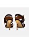 Women's Brown Big Buckle Thin Heeled Suede Evening Dress Sandals - 5