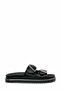 Women's Black Double Buckle Comfort Sole-Casual Slippers - 3