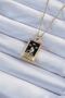 316L Steel Chain Gold Color Zircon Stone Black Enamel Girl Figured Tarot Necklace