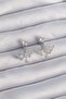 Brass Silver Color Zircon Stone V Model Earrings