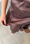Satin Trousers with Scarf Detail and Elastic Waist - Brown - 5