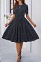 Women's Short Sleeve Crew Neck Polka Dot Short Single Jersey Dress - 4