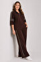 Women's Plus Size Coffee, Stone Detailed Pocket Sweatpants Set 65N39476 - 4