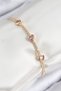 Brass Zircon Stone Pink Heart Model Gold Color Women's Bracelet