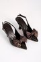 Jazmín Women's Ribbon Detailed Open Back Pointed Toe Heeled Shoes B4572 - 7