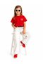 Girl's Red Crop T-Shirt and White Wide-Leg Pants Set – Comfortable Fit, Stylish Summer Combination - 7