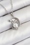 316L Steel Pearl Detailed Crescent Rabbit Model Silver Color Women's Necklace