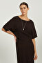 Bitter Brown Ribbed Bat Sleeve Blouse